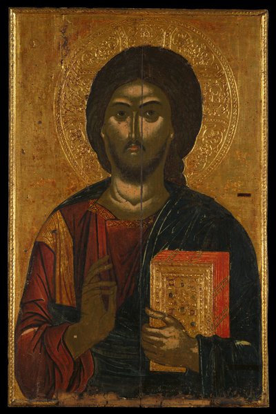 Iconostase Icoon van een Heiligdomscherm met de Christus Pantokrator door Greek School